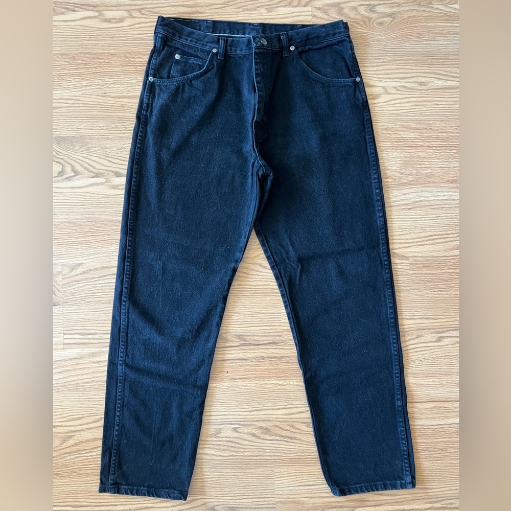 Vintage 90s Wrangler Rugged Wear High Rise Jeans Black 34-36W Excellent